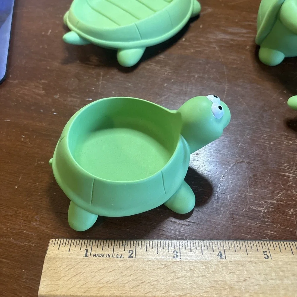 Kids Bathroom Set Turtles - Toothbrush, Cup & Soap Holder With Nail Brush